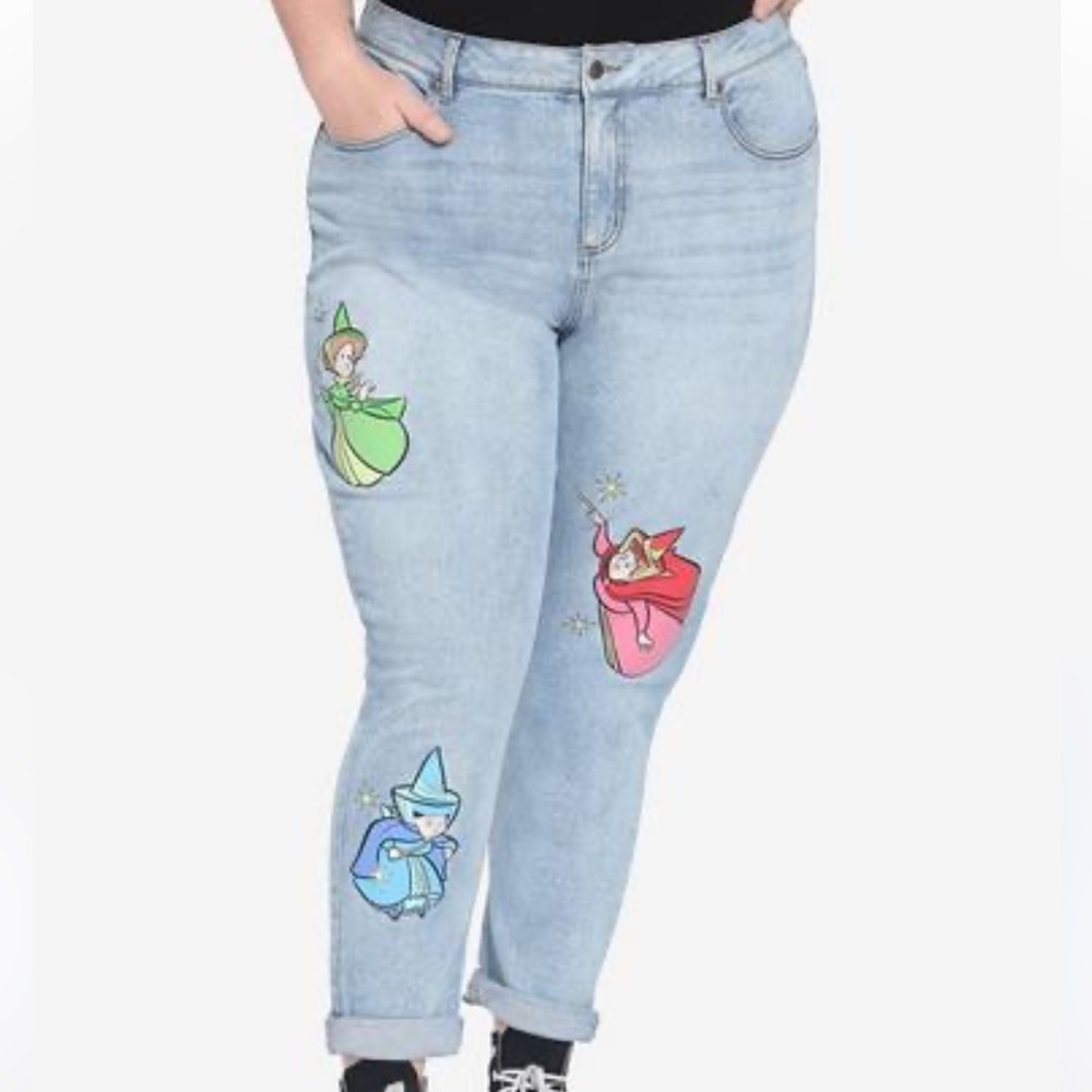 DISNEY Princess Plus Flora, Fauna & Merryweather Jeans Med Wash Mom Jeans SZ: 20